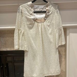 Trina Turk size 0 Bonita Shift Dress Formal gold whitr wash